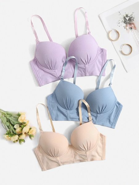 3pack ribbed ruched underwire bra k5wm#, Black;red 
3pack ribbed ruched underwire bra k5wm#, Black;red