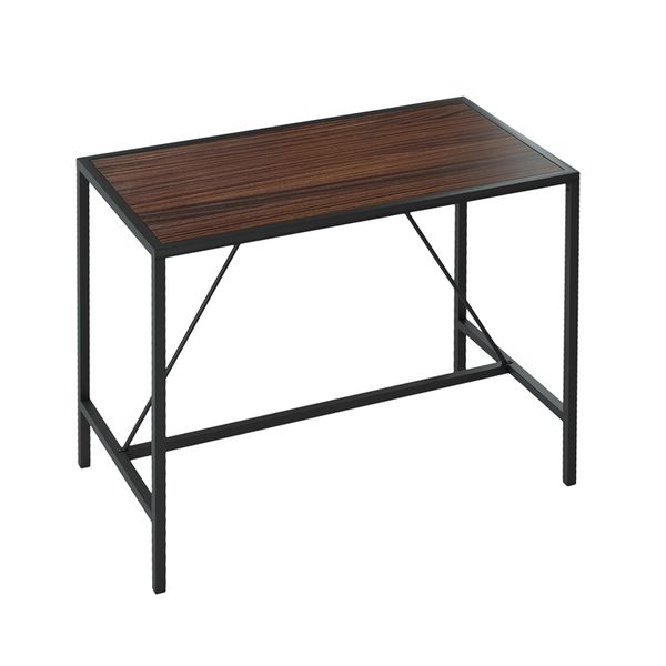 indoor walnut metal pub dining room table with metal frame 
indoor walnut metal pub dining room table with metal frame