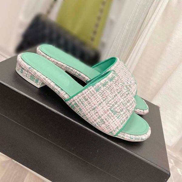 2022 slippers sandals slides small fragrant wind flip-flops for women with matching color tweed and leather matching colors slipper with mat, Black
2022 slippers sandals slides small fragrant wind flip-flops for women with matching color tweed and leather matching colors slipper with mat, Black