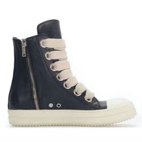 wide lace up boots for men 2022 spring new thick shoestring men flat casual shoes p35d50, Black