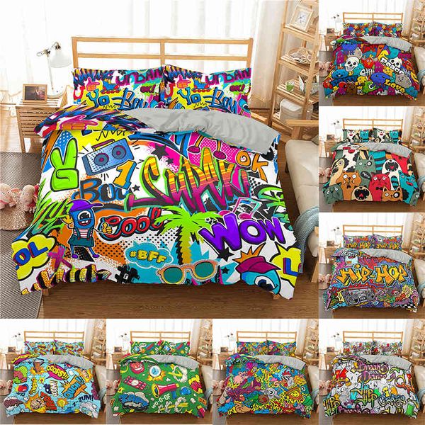 fashion bedding set cartoon graffiti polyester duvet cover pillowcase home textile single king twin double full size
fashion bedding set cartoon graffiti polyester duvet cover pillowcase home textile single king twin double full size