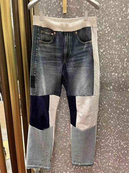 women's jeans waist closing slim fitting old patchwork jeans niche summer casual trend pants, Blue
women's jeans waist closing slim fitting old patchwork jeans niche summer casual trend pants, Blue