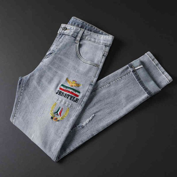 men's jeans hong kong embroidered jeans men's summer thin elastic leggings korean style trend versatile pants 6v9n, Blue
men's jeans hong kong embroidered jeans men's summer thin elastic leggings korean style trend versatile pants 6v9n, Blue