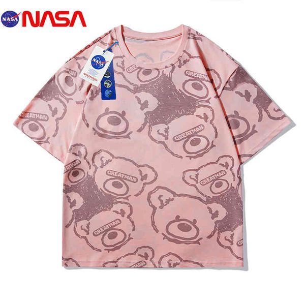 nasa co branded summer ins full screen bear short sleeve t-shirt men's versatile couple trend loose top, White;black
nasa co branded summer ins full screen bear short sleeve t-shirt men's versatile couple trend loose top, White;black