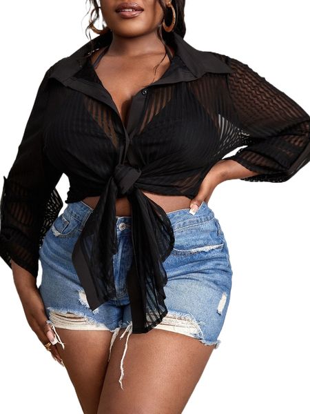 plus vertical striped split hem kimono y7vj#, Black;gray
plus vertical striped split hem kimono y7vj#, Black;gray