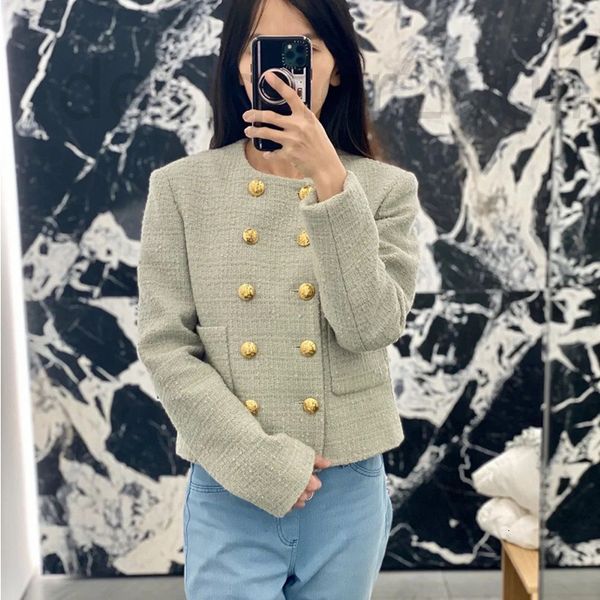 women's jackets designer 22 spring new small fragrance celebrities temperament grey green tweed double breasted short jacket for women, Black;brown
women's jackets designer 22 spring new small fragrance celebrities temperament grey green tweed double breasted short jacket for women, Black;brown