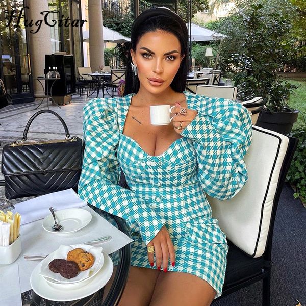 plaid print long puff sleeves single button pocket mini dress 2022 summer fall bodycon party club elegant y2k, Black;gray
plaid print long puff sleeves single button pocket mini dress 2022 summer fall bodycon party club elegant y2k, Black;gray