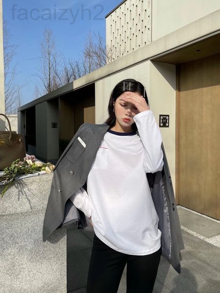 women's t-shirt designer tb tom four bars 21ss new simple pocket decoration cotton base t-shirt round neck color contrast long sleeve t, White
women's t-shirt designer tb tom four bars 21ss new simple pocket decoration cotton base t-shirt round neck color contrast long sleeve t, White