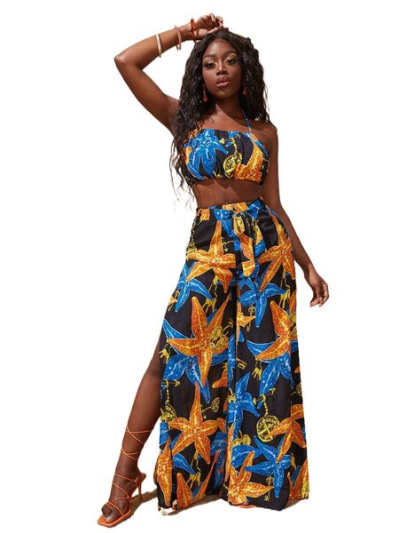 sxy starfish & key print tie backless crop halter & split thigh pants j5xt#, White
sxy starfish & key print tie backless crop halter & split thigh pants j5xt#, White