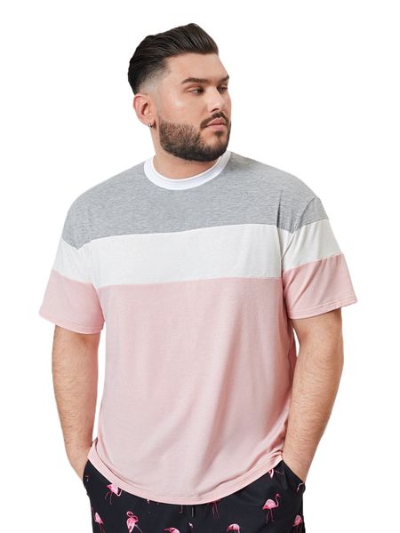 extended sizes men color block mock neck tee n1bu#, White;black 
extended sizes men color block mock neck tee n1bu#, White;black
