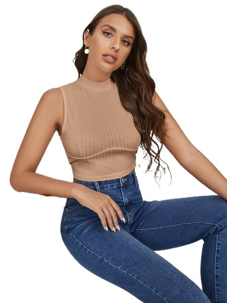 solid stand neck crop tank o4nl#, White
solid stand neck crop tank o4nl#, White