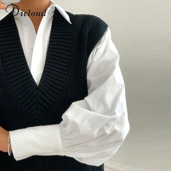 dicloud womens autumn winter knitted vest v neck oversize outerwear sweaters sleeveless casual solid white clothing female y201128, Black;white
dicloud womens autumn winter knitted vest v neck oversize outerwear sweaters sleeveless casual solid white clothing female y201128, Black;white