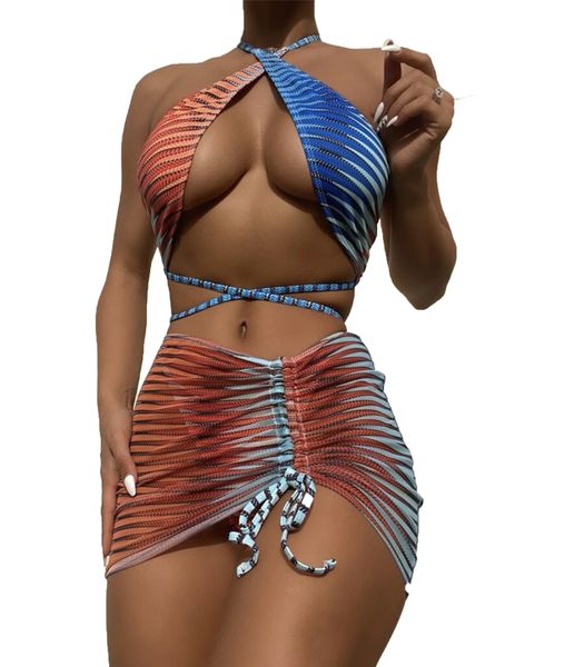women's swimwear cut out one piece women swimsuit with skirt gradient print mesh monokini back cross beachwear halter bathing suit, White;black
women's swimwear cut out one piece women swimsuit with skirt gradient print mesh monokini back cross beachwear halter bathing suit, White;black