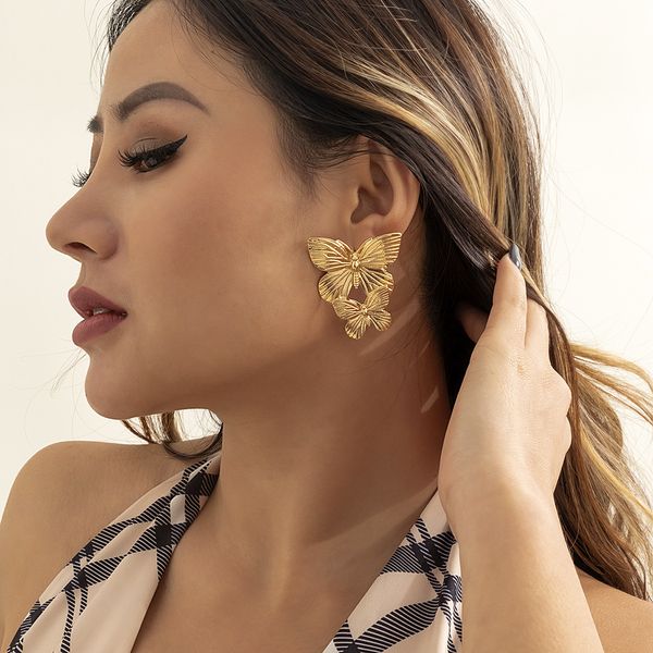 designer earrings retro charms smart double butterfly exaggerated animal earrings simple french alloy versatile, Golden
designer earrings retro charms smart double butterfly exaggerated animal earrings simple french alloy versatile, Golden