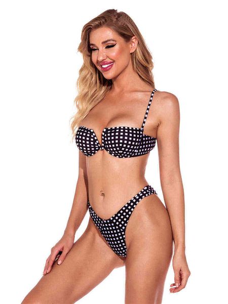 split swimsuit women's bikini lattice steel support, White;black 
split swimsuit women's bikini lattice steel support, White;black