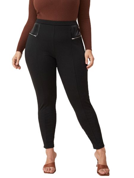 plus zipper detail leggings 11hy#, Black
plus zipper detail leggings 11hy#, Black