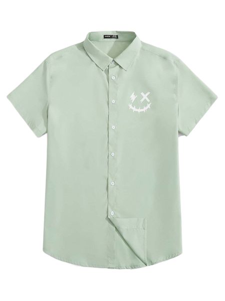 extended sizes men expression print shirt j0pl#, White;black 
extended sizes men expression print shirt j0pl#, White;black