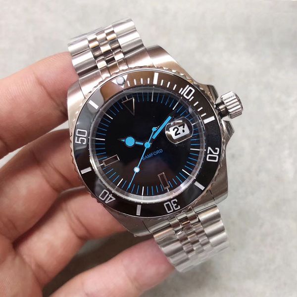 st9 steel automatic auto date mens watches blue hands and markers amazing ceramic bezel watch sapphire wristwatches jubilee strap glice clas, Slivery;brown
st9 steel automatic auto date mens watches blue hands and markers amazing ceramic bezel watch sapphire wristwatches jubilee strap glice clas, Slivery;brown