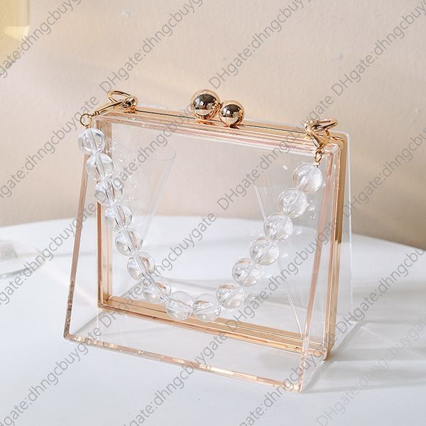acrylic transparent bag creative dinner detachable chain women's handbag
