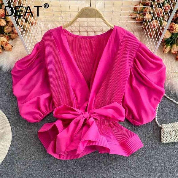 deat summer fashion women clothes pleated high waist belt short female shirt ws68101 210709, White
deat summer fashion women clothes pleated high waist belt short female shirt ws68101 210709, White