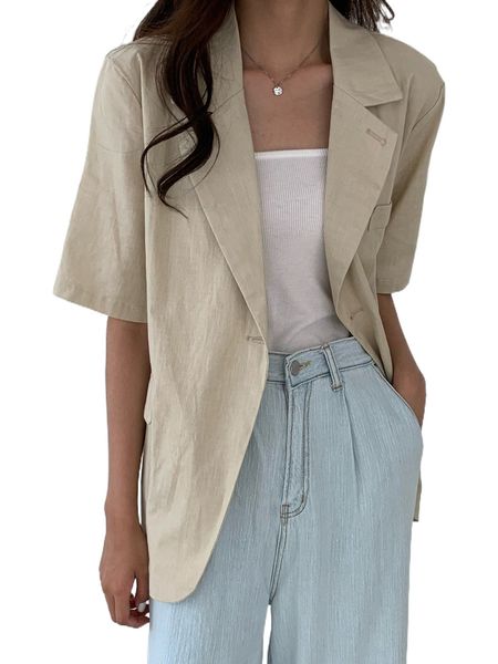 dazy flap detail lapel neck single button blazer q8yg#, White