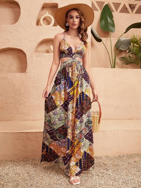 scarf print lace up tied backless split thigh dress r8ab#, Black;gray
scarf print lace up tied backless split thigh dress r8ab#, Black;gray