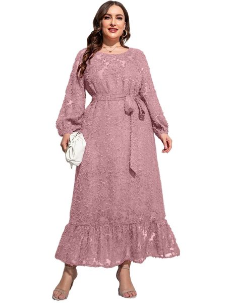 plus lantern sleeve ruffle hem fuzzy belted dress 33cm#, Black
plus lantern sleeve ruffle hem fuzzy belted dress 33cm#, Black