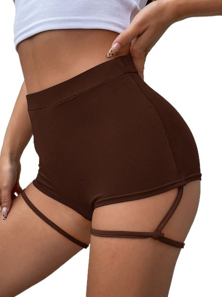 solid high waisted garter shorts i32w#, White;black