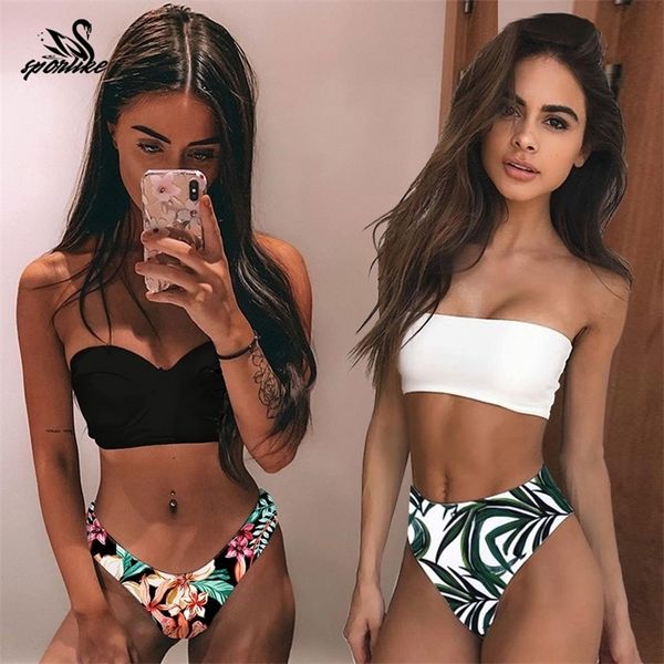 high leg bandeau bikini set swimwear female two pieces swimsuit high waist bikini women bathing suit biquini t200508, White;black
high leg bandeau bikini set swimwear female two pieces swimsuit high waist bikini women bathing suit biquini t200508, White;black