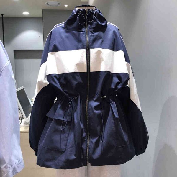 women's two piece pants fashionable color blocking drawstring waist jacket french minority autumn winter baseball, White
women's two piece pants fashionable color blocking drawstring waist jacket french minority autumn winter baseball, White