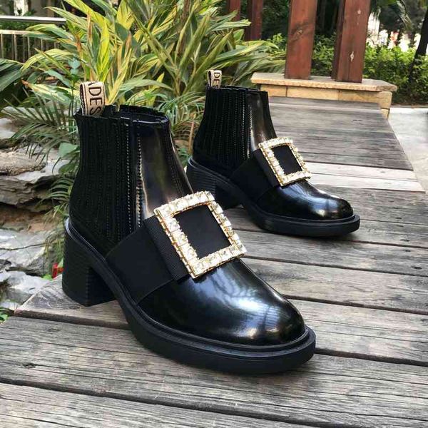 boots rv short boots square buckle martin women's autumn and winter british style leather chelsea ouyang nana same, Black
boots rv short boots square buckle martin women's autumn and winter british style leather chelsea ouyang nana same, Black