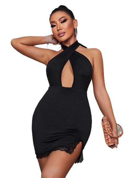 sxy cut out backless halter dress u8uq#, Black;gray
sxy cut out backless halter dress u8uq#, Black;gray