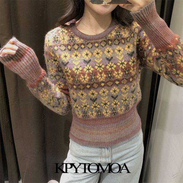 kpytomoa women fashion jacquard cropped knitted sweater vintage o neck long sleeve female pullovers chic 201204, White;black
kpytomoa women fashion jacquard cropped knitted sweater vintage o neck long sleeve female pullovers chic 201204, White;black