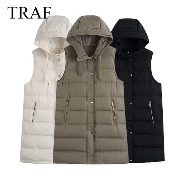 traf za women's winter jacket vest warm thick coat female vintage sleeveless hooded outerwear zipper pocket waistcoat chic 211215, Black;white
traf za women's winter jacket vest warm thick coat female vintage sleeveless hooded outerwear zipper pocket waistcoat chic 211215, Black;white