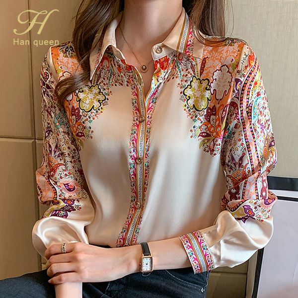 h han queen autumn office lady blusa vintage print simple elegant chiffon women blouses long sleeve casual shirts 220810, White
h han queen autumn office lady blusa vintage print simple elegant chiffon women blouses long sleeve casual shirts 220810, White
