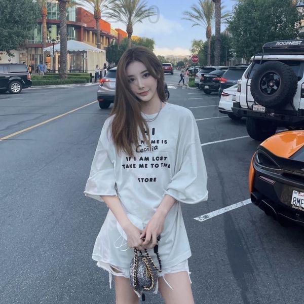 women's t-shirt designer family b 2022 spring and summer new couple style old hole washing signature printing casual round neck short s, White
women's t-shirt designer family b 2022 spring and summer new couple style old hole washing signature printing casual round neck short s, White