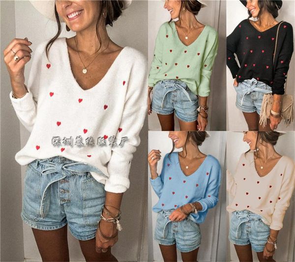 valentine's day pullover sweater women's love v-neck large size loose women's knitwear fall winter, White;black
valentine's day pullover sweater women's love v-neck large size loose women's knitwear fall winter, White;black