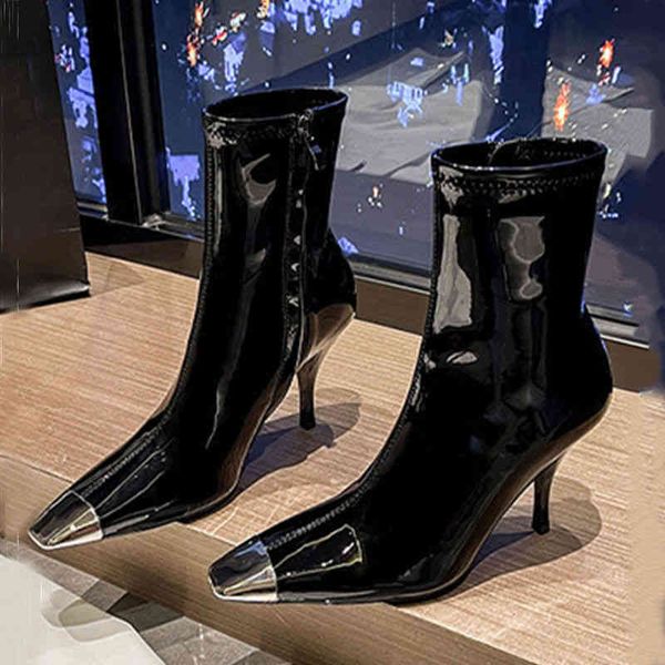 boots patent leather short boots women's autumn and winter single metal small square head high heels thin heel side zipper 6ek6, Black
boots patent leather short boots women's autumn and winter single metal small square head high heels thin heel side zipper 6ek6, Black