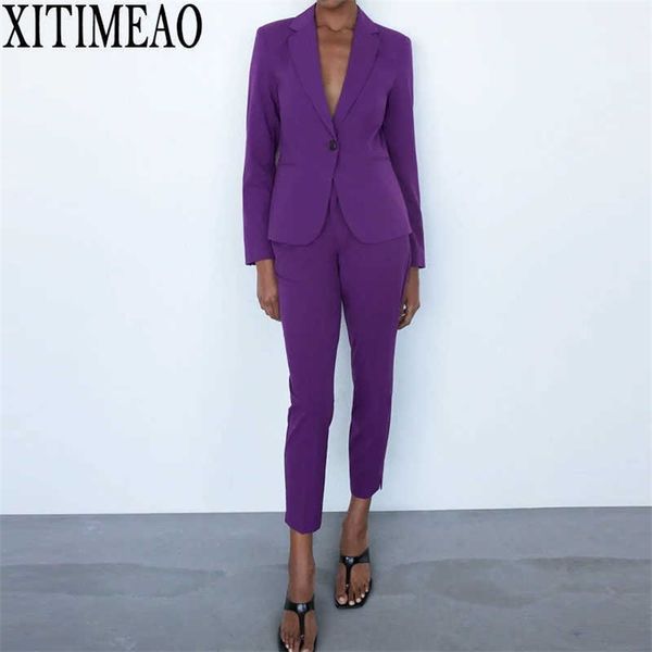 za women set office ladies suit business party one button blazer pants two-piece set elegant workplace clothing 210927, White;black
za women set office ladies suit business party one button blazer pants two-piece set elegant workplace clothing 210927, White;black
