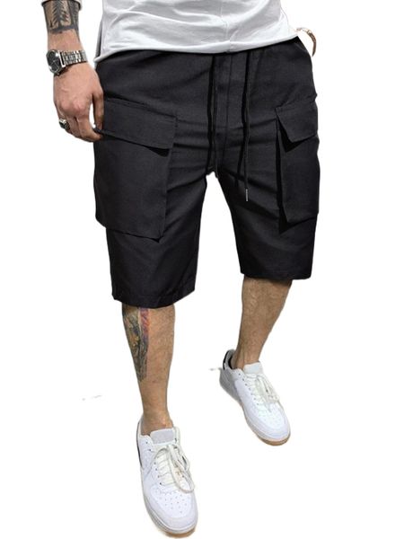 men flap pocket cargo shorts s5vd#, White;black 
men flap pocket cargo shorts s5vd#, White;black