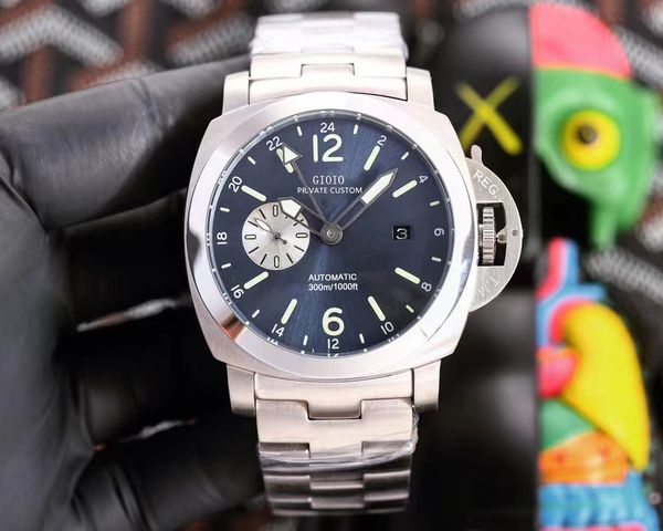 44mm mens mechanical automatic watch silver black gmt stainless steel advanced, Slivery;brown
44mm mens mechanical automatic watch silver black gmt stainless steel advanced, Slivery;brown