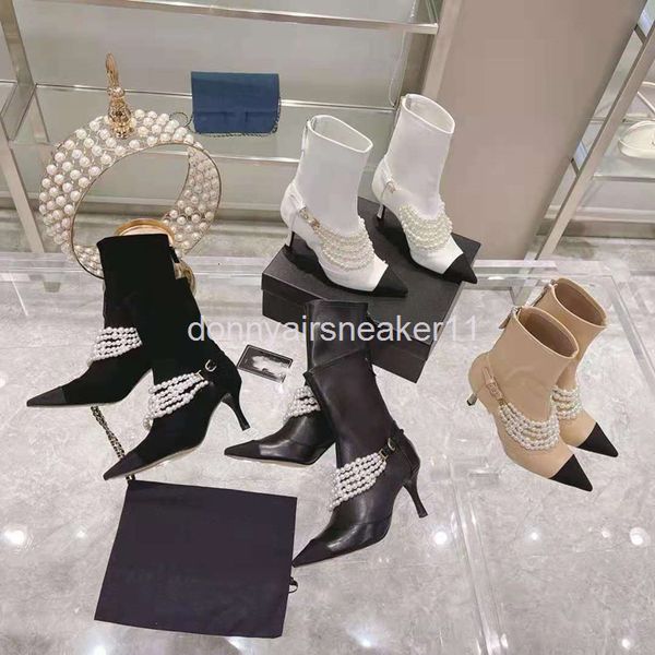 boots gaoding autumn fragrant short boots high heels thin pearl elastic leather tube socks, Black
boots gaoding autumn fragrant short boots high heels thin pearl elastic leather tube socks, Black