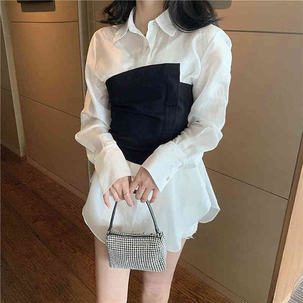 women's polos early spring product lapel niche design sense waist seal closing medium length shirt women's thin, White
women's polos early spring product lapel niche design sense waist seal closing medium length shirt women's thin, White