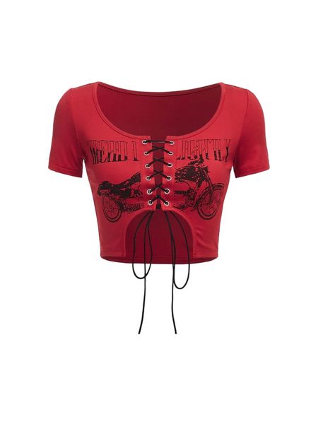 letter & motorcycle lace up back crop tee s5bs#, White
letter & motorcycle lace up back crop tee s5bs#, White