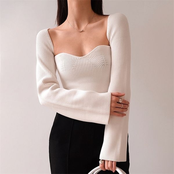 twotwinstyle asymmetrical sweater knitted female square collar long sleeve sweaters women fashion clothing 201203, White;black
twotwinstyle asymmetrical sweater knitted female square collar long sleeve sweaters women fashion clothing 201203, White;black