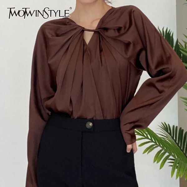 minimalist ruched casual blouse for women v neck long sleeve loose temperament shirt female fashion clothing 210423, White
minimalist ruched casual blouse for women v neck long sleeve loose temperament shirt female fashion clothing 210423, White
