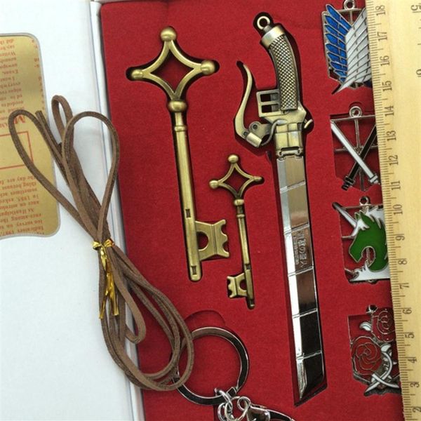 9pcs/set anime attack on titan badge keychain bronze alloy pendant key chain shingeki no kyojin action props kids gifts235b, Silver
9pcs/set anime attack on titan badge keychain bronze alloy pendant key chain shingeki no kyojin action props kids gifts235b, Silver