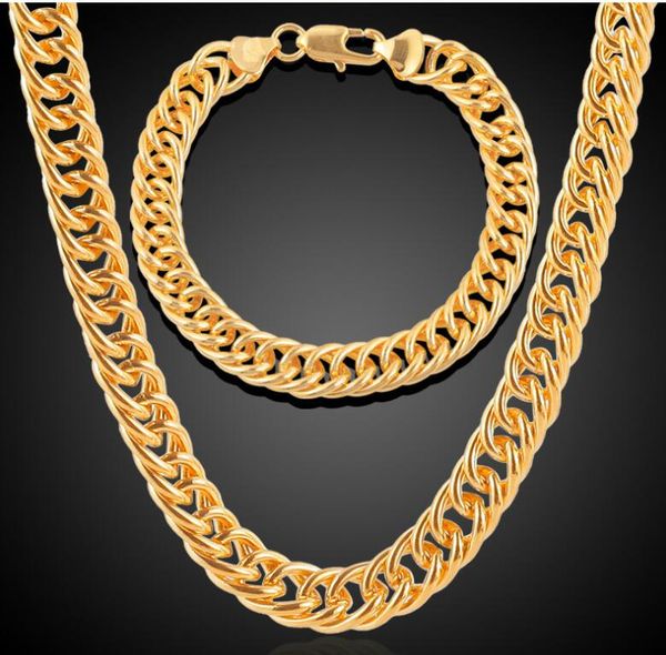 10mm chains men's 18k gold plated double button tight chain thick chain copper bracelet necklace cuba set 60cm, Silver
10mm chains men's 18k gold plated double button tight chain thick chain copper bracelet necklace cuba set 60cm, Silver
