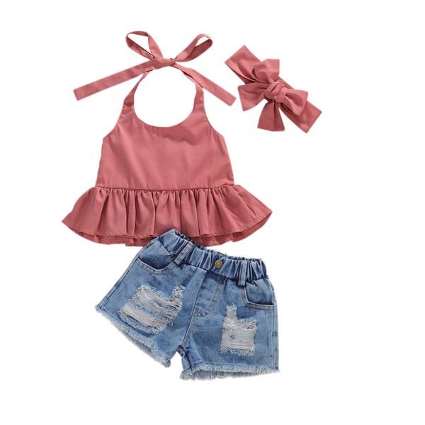 1-6y kids girls sets 2pcs sleeveless halter blouse denim shorts toddler baby clothing summer, White
1-6y kids girls sets 2pcs sleeveless halter blouse denim shorts toddler baby clothing summer, White