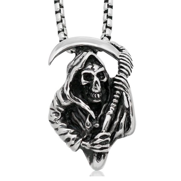 10pcs gothic grim reaper death scythe skull pendant neckalce for men women jewerly, Silver
10pcs gothic grim reaper death scythe skull pendant neckalce for men women jewerly, Silver